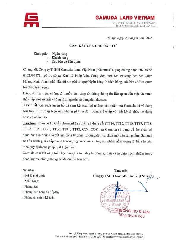 Gamuda Land Việt Nam thông báo tính pháp lý của Gamuda Gardens